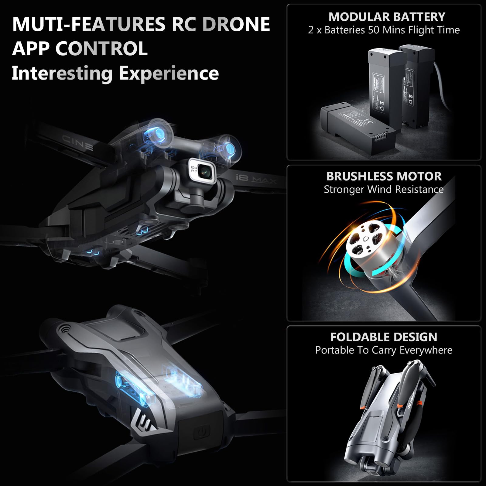 GPS Drone con Fotocamera 4K, Droni Quadricotteri Rc Pieghevoli Per Adulti Principianti Droni Motore Brushless Ritorno Automatico a casa Trasmissione WiFi 5G Pieghevole FPV RC Quadricottero