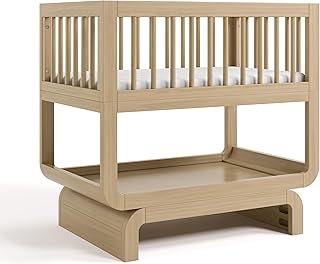 Storkcraft Santorini Deluxe 3-in-1 Convertible Bassinet (Driftwood) – GREENGUARD Gold Certified Wood Baby Bassinet, Includes Water-Resistant Mattress, Converts to Toy Box and Bookcase