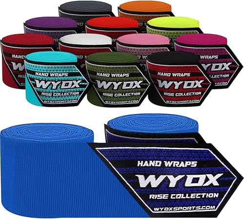 WYOX Vendas de mano de 180 pulgadas, para hombres y mujeres, color rojo, negro, rosa, azul, para boxeo, kickboxing, muay thai, artes marciales