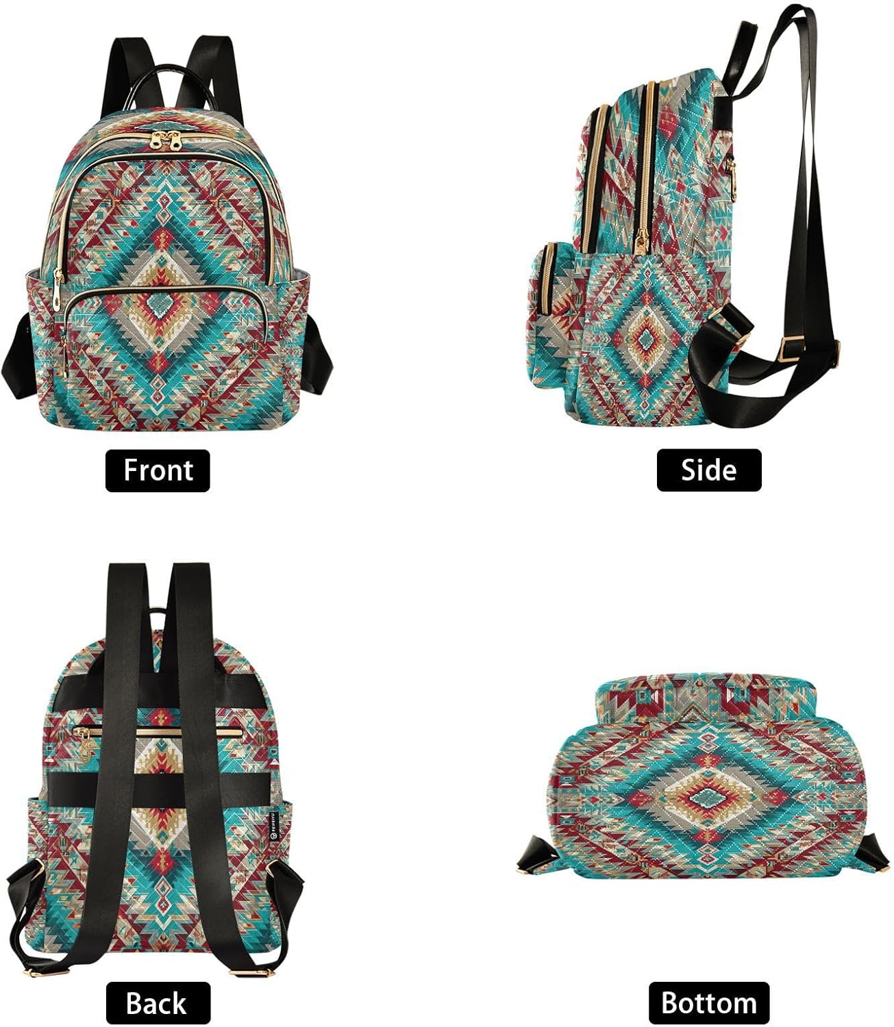 Womens Backpack Colorful Tribal Zigzag Fashion Causal Daypack Shoulders Bags Purses for Work Travel College 8.5L