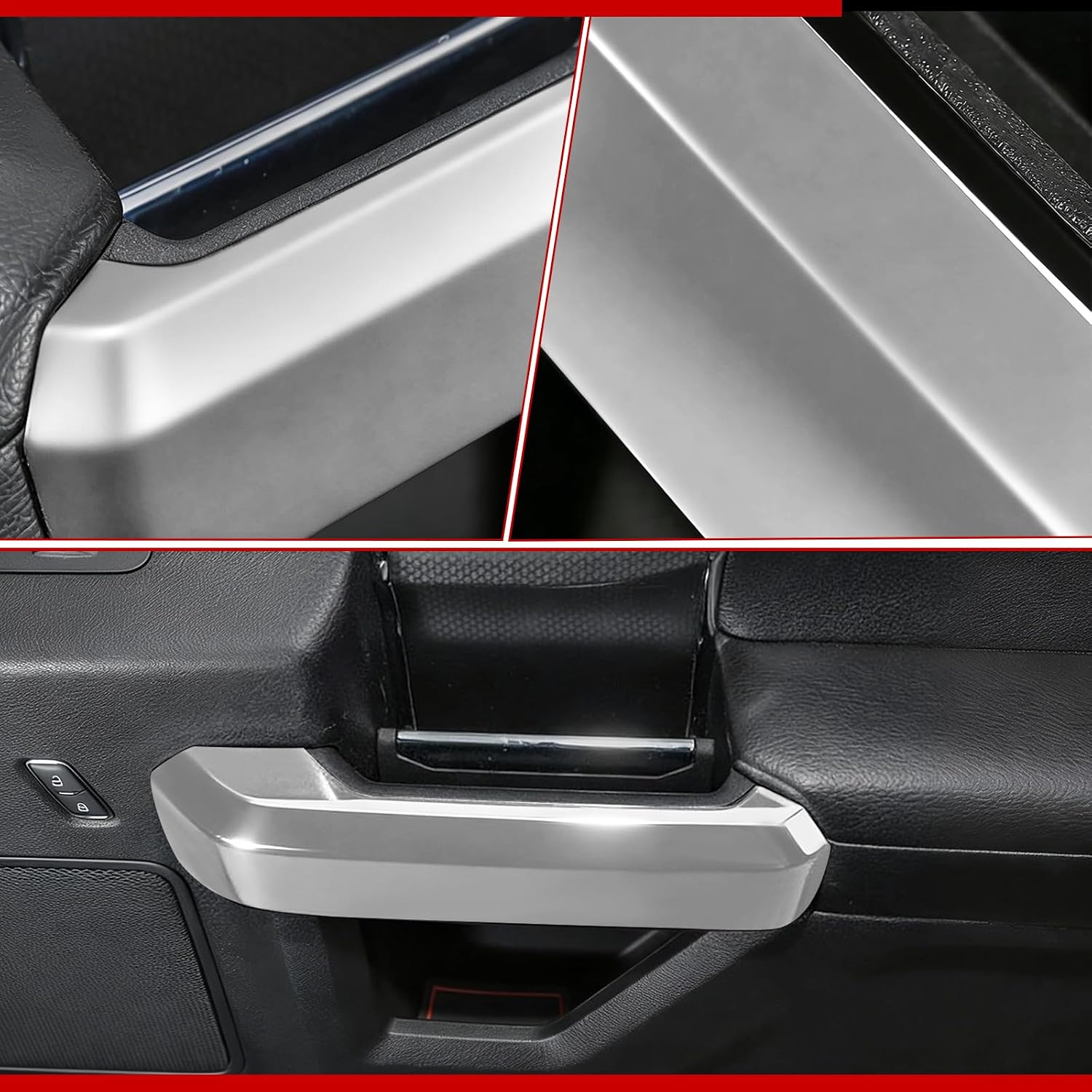 4 Pcs Interior Door Handle Cover Trim Replacement for 2015-2020 Ford F150 SuperCrew Truck Accessories Front and Rear Set, Snap-On Installation (Light Gray, 4 Pcs)