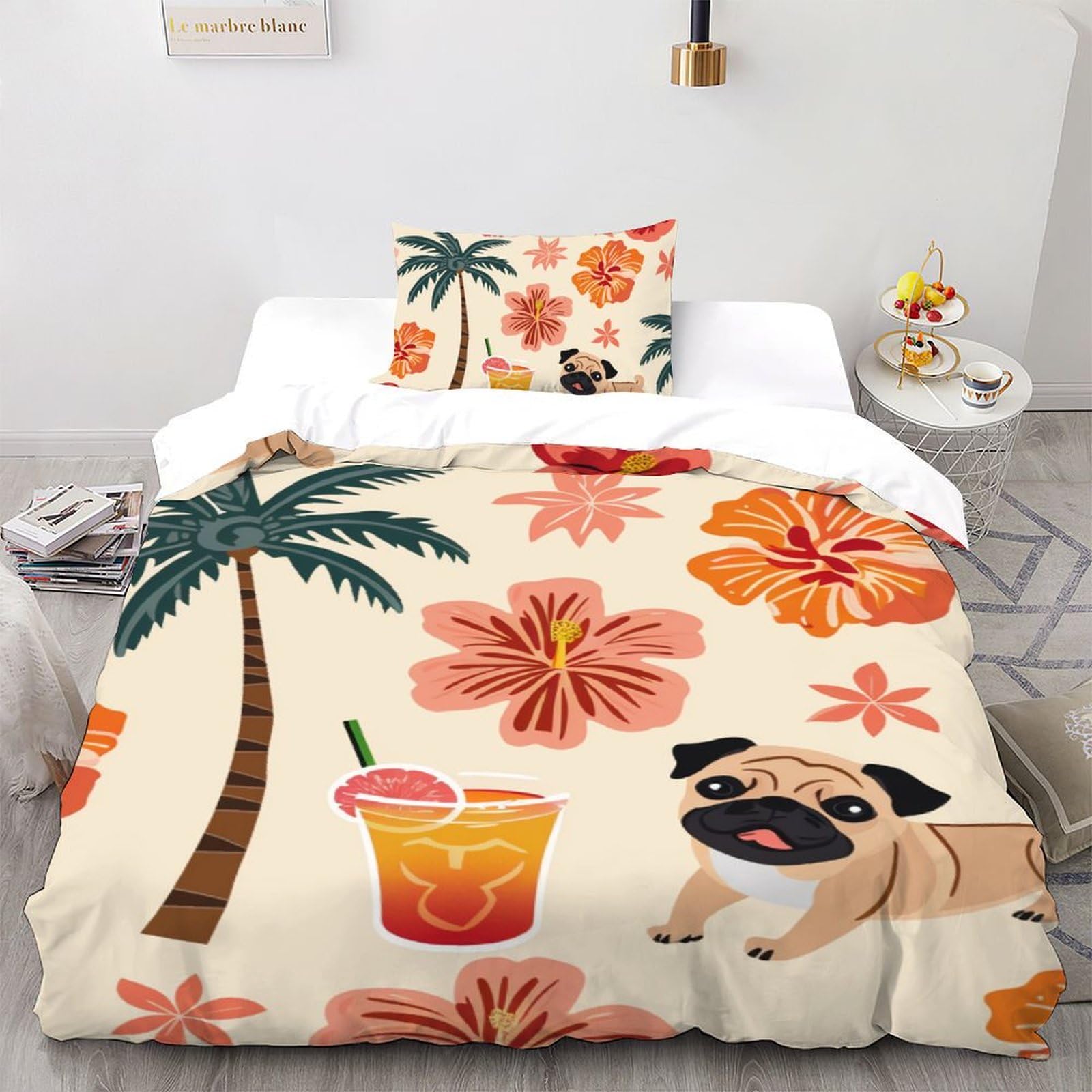 Parure de lit carlin fleurs en microfibre pour chambre enfant et adulte