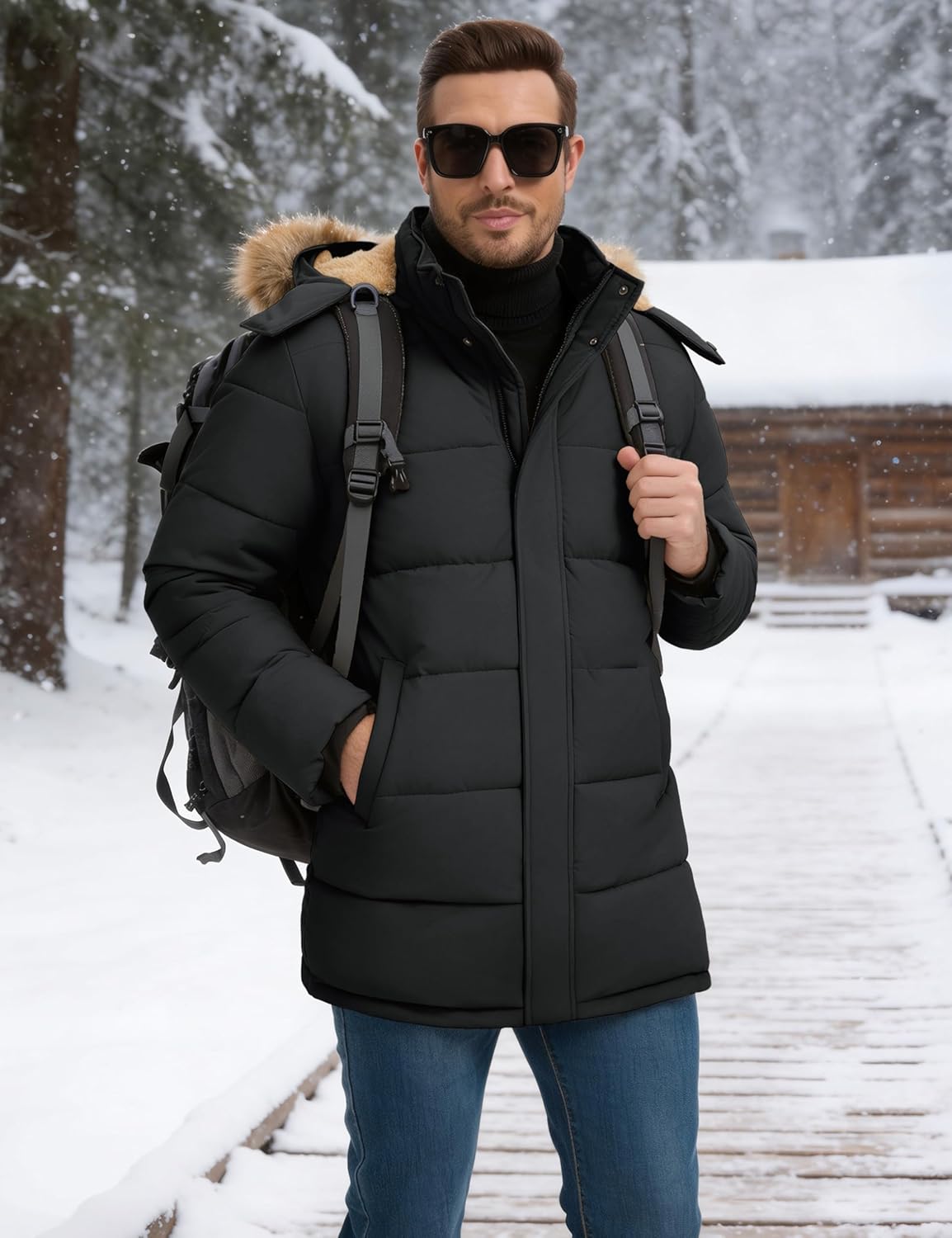 MAGCOMSEN Men's Winter Jacket Water Repellent Windproof Warm Thicken Fleece Lined Coat Warm Thicken Winter Parka Jacket - Image 3