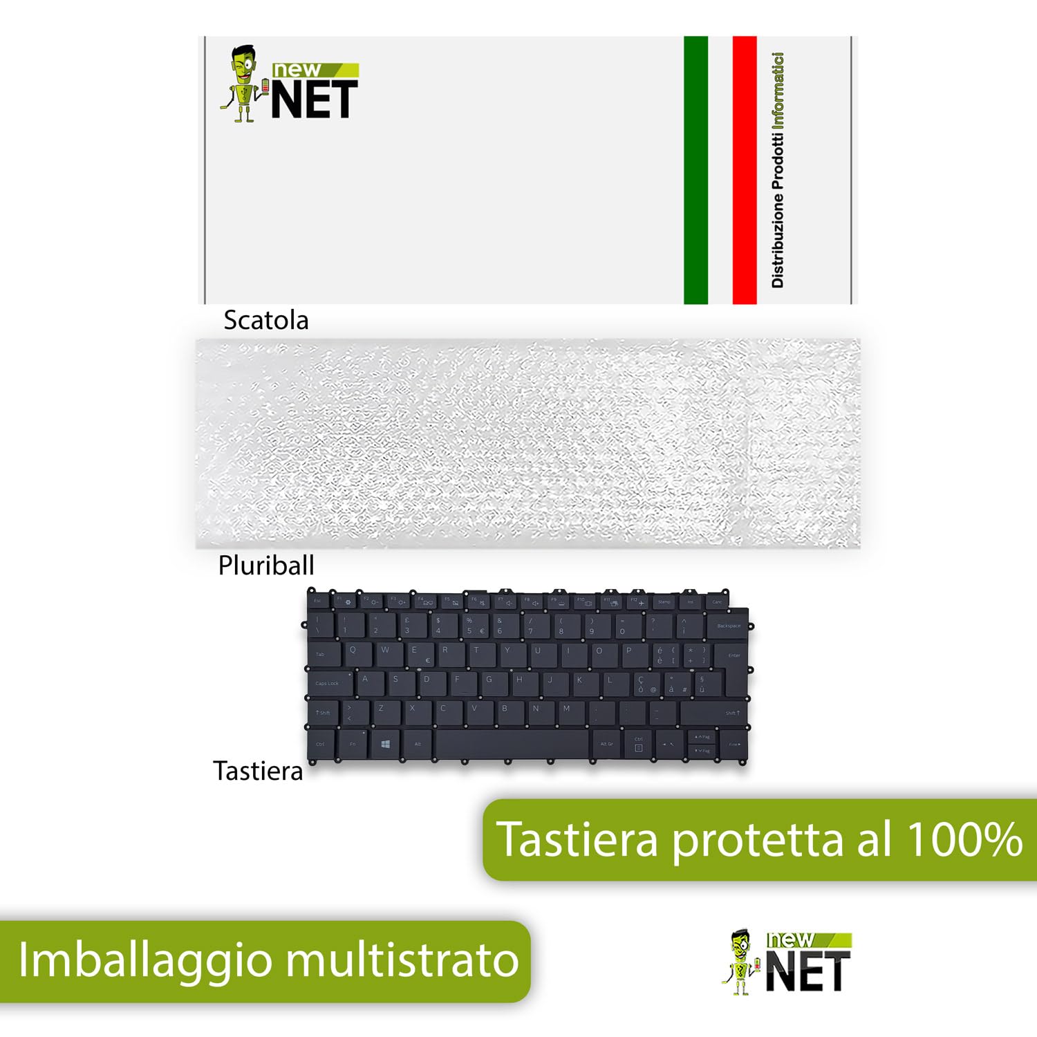 new net - Tastiera compatibile con Samsung Galaxy Book S NP767XCM-K01IT, SM-W767NZNAITV [Senza frame - colore tasti Grigio - Retroilluminata - Layout ITA]