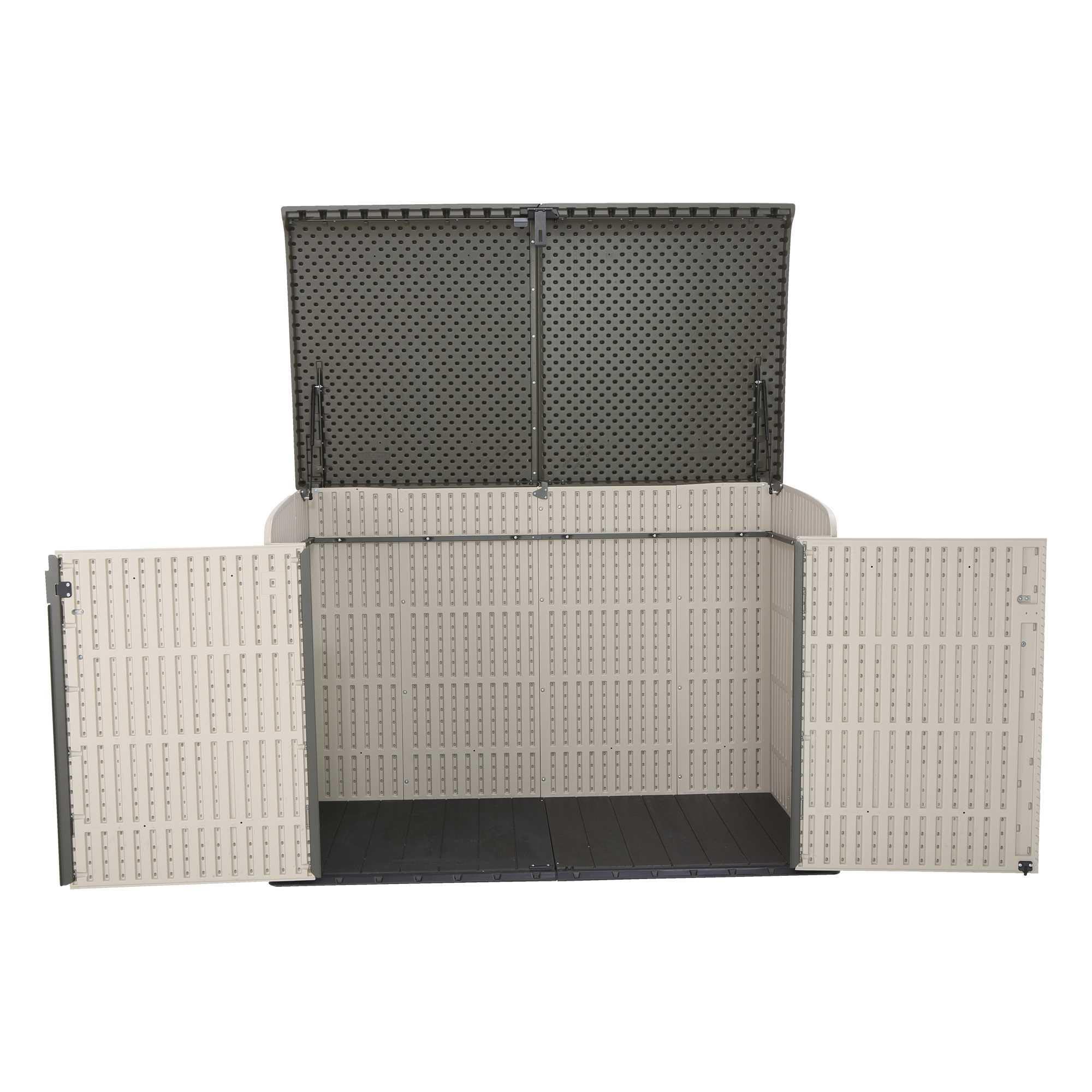 LIFETIME 60170 6 x 3.5 ft Heavy Duty Low Plastic Shed Horizontal Storage Box - Desert Sand/White — view 2
