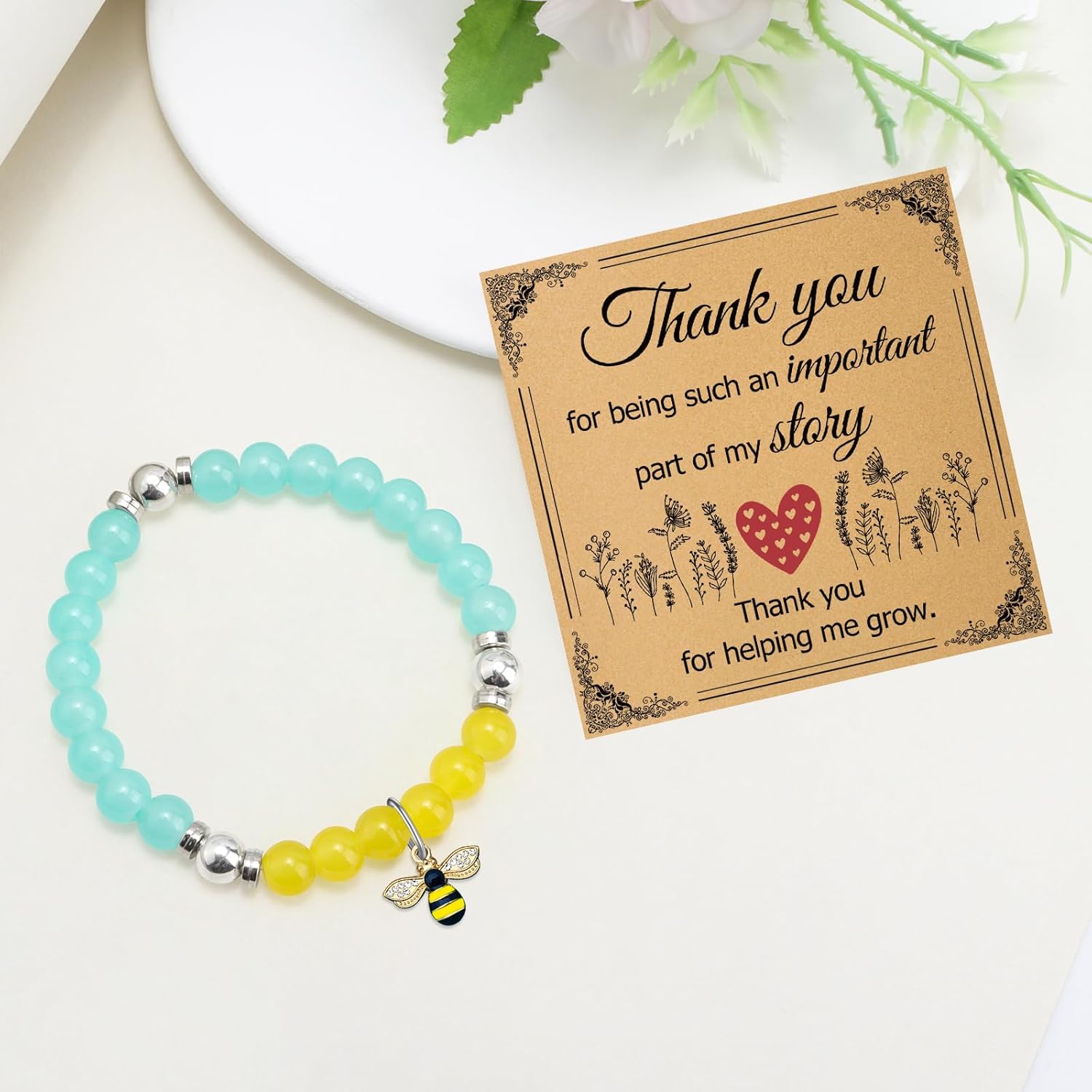 Thank You Teacher Gifts for Women Stretch Beads Bracelets Appreciation Gifts for Her Daycare Teacher Coworkers Boss Mentor Principal Nanny Beaded Bracelets Jewelry Christmas Retirement Present - Image 5