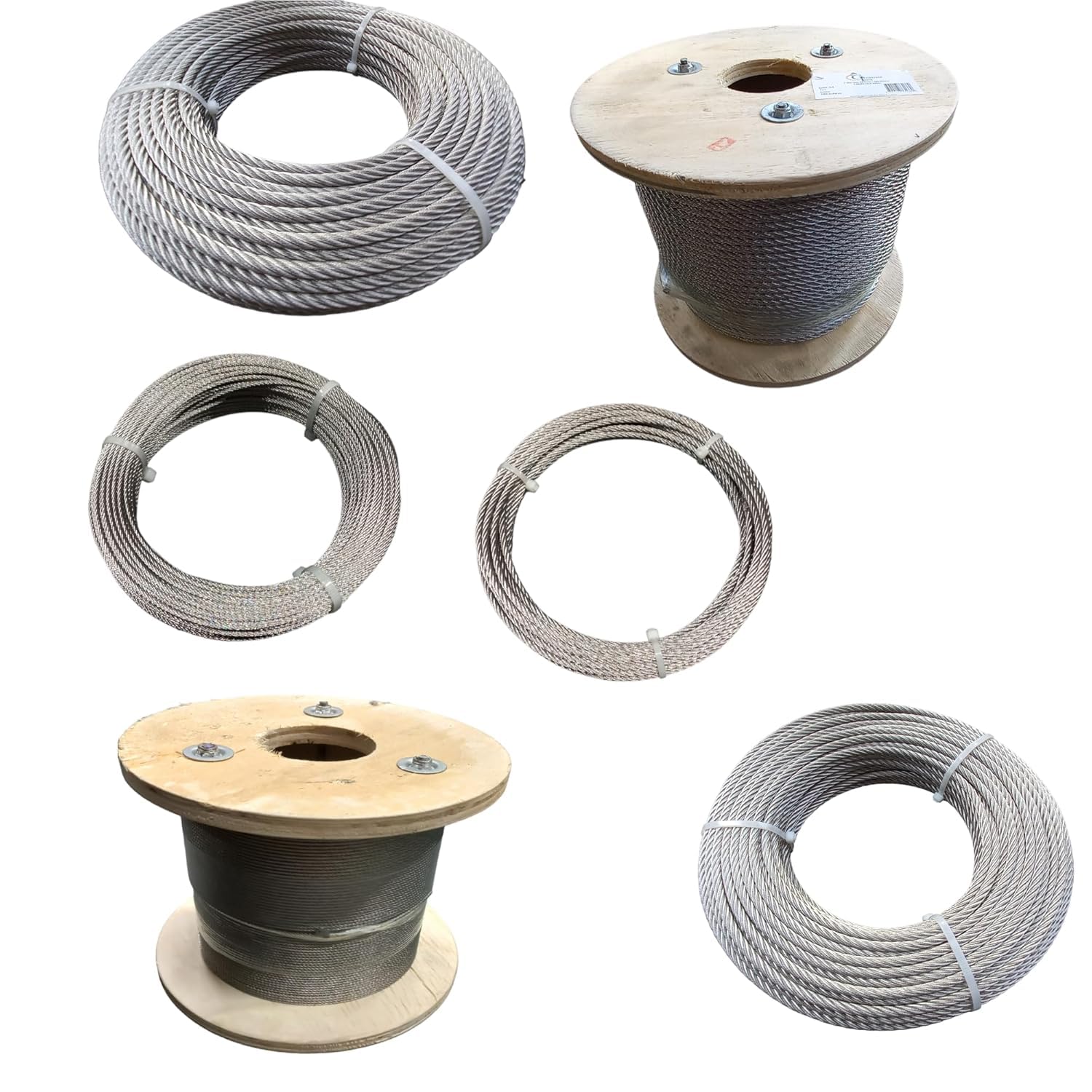 Cable inox A4 (spécial pour l'extérieur) Diamètre et Longueur à choisir 7X7 Torrons Fils bricolage, garde corps, jardin, terrasse, rambarde (Diamètre 5mm, Rouleau 100 mètres)
