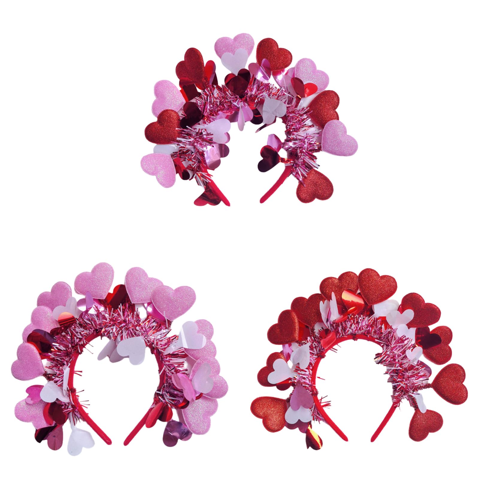 2 Fasce Per Capelli A Forma Di Cuore Con Paillettes – Accessori Per San Valentino, Feste E Compleanni, Rosso