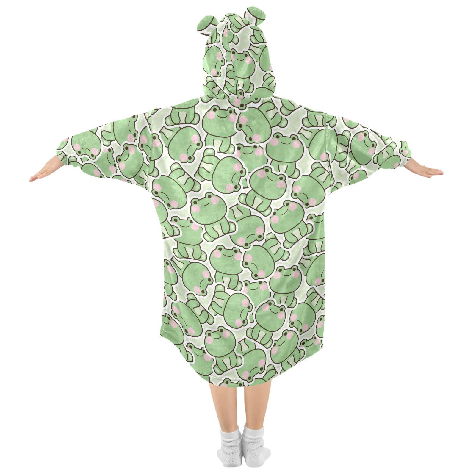 Oversized Blanket Hoodie for Kids Adult Girls Boys Fleece Hoodie Blanket Frog Super Warm Plush Wearable Blanket Hoodie Sweatshirt with Roomy Pocket - Image 2