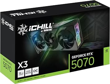 INNO3D GeForce RTX 5070 iCHILL X3, 12GB GDDR7, 2572MHz Boost, DisplayPort 2.1b, HDMI 2.1b, 6144 CUDA Cores