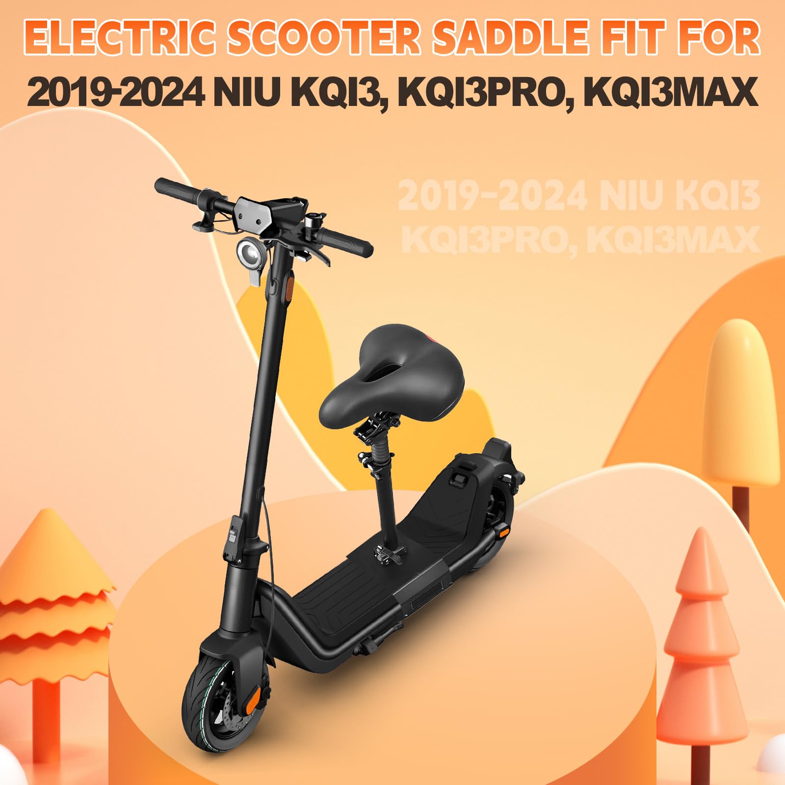 Siodełko do skutera elektrycznego do Niu KQi3, KQi3 PRO, KQi3 MAX 2019-2024, z przenośnym bagażnikiem, regulowane siodełko do Segway, regulowane, wygodne i amortyzujące wstrząsy siodełko