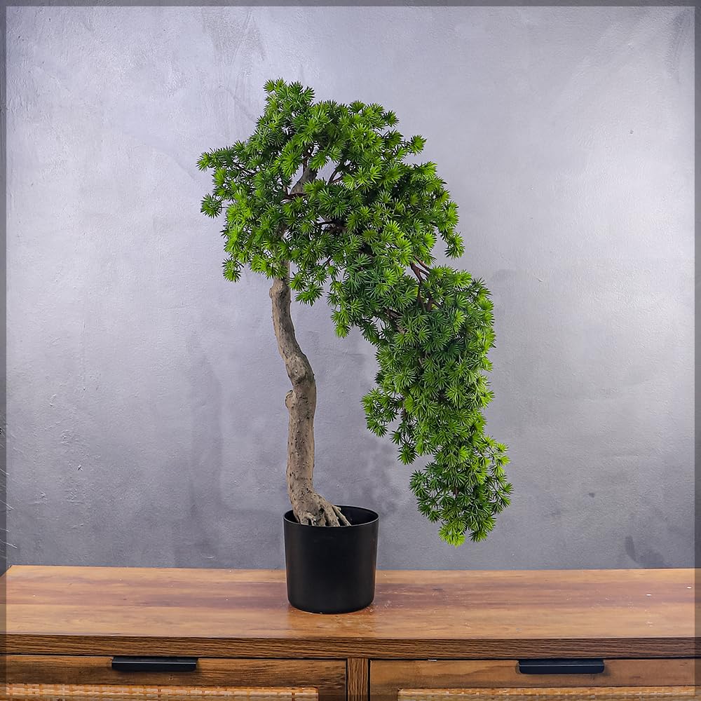 Yahome Artificial 70Cm Bonsai Tree Potted Plant Fake Plant Potted Display Garden Decor Pine Tree Green Creative Bonsai Pot Home Decor Garden Decororation