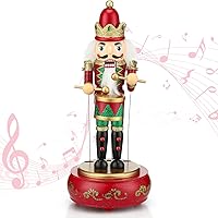 Vista 9 de Caja de música con cascanueces de madera, juguete de soldado de cascanueces hecho a mano, figuras de cascanueces navideñas, soldados, caja musical