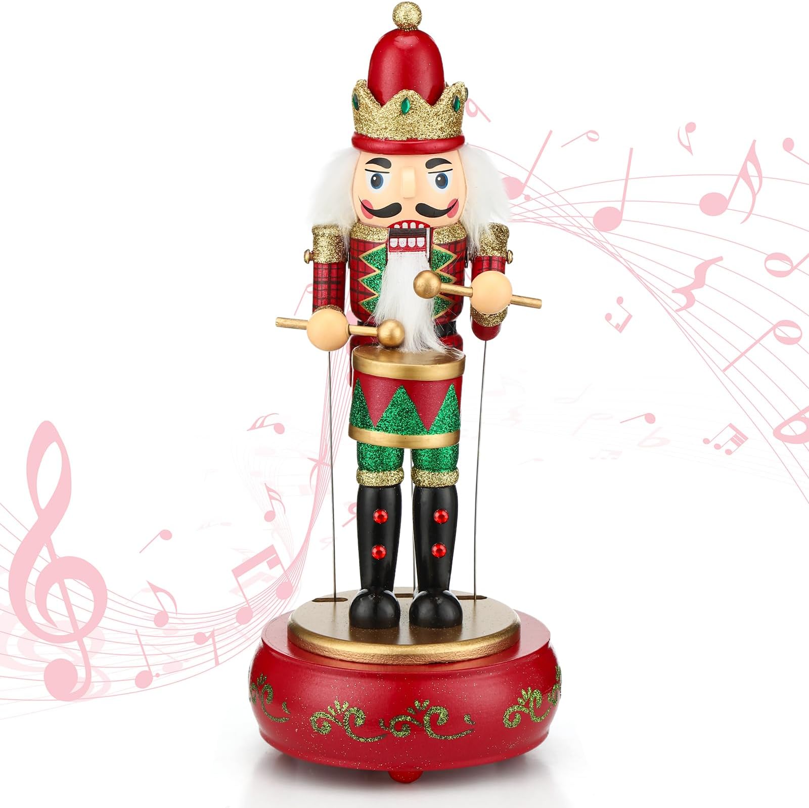 Nutcracker Music Box Wooden Nutcracker Soldier Toy Handmade Nutcracker Figures Christmas Nutcrackers Soldiers Wind up Musical Box Clockwork Christmas Music Box for Gift Home Decor (Lovely Style)
