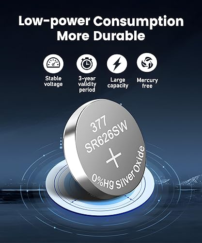 Miniatura 6 de YKM Batería de reloj 377 SR626SW LR626 377376 V377 377a AG4 1.55V batería de botón de óxido de plata 10 unidades