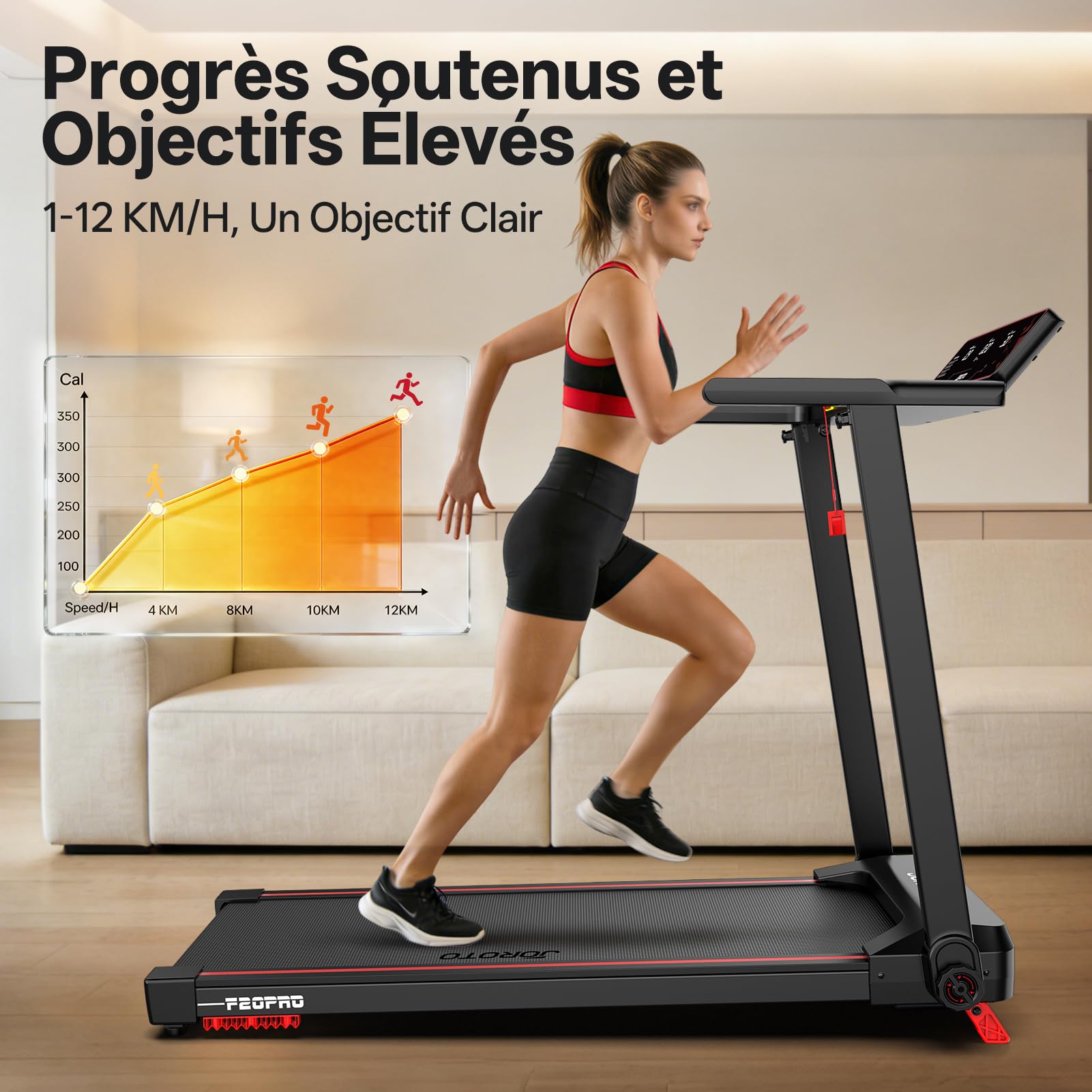 JOROTO Tapis de Course Pliable Moteur 2,5PS Inclinaison 8% Vitesse 1-12 KM/H Écran LED Poids Max 130KG