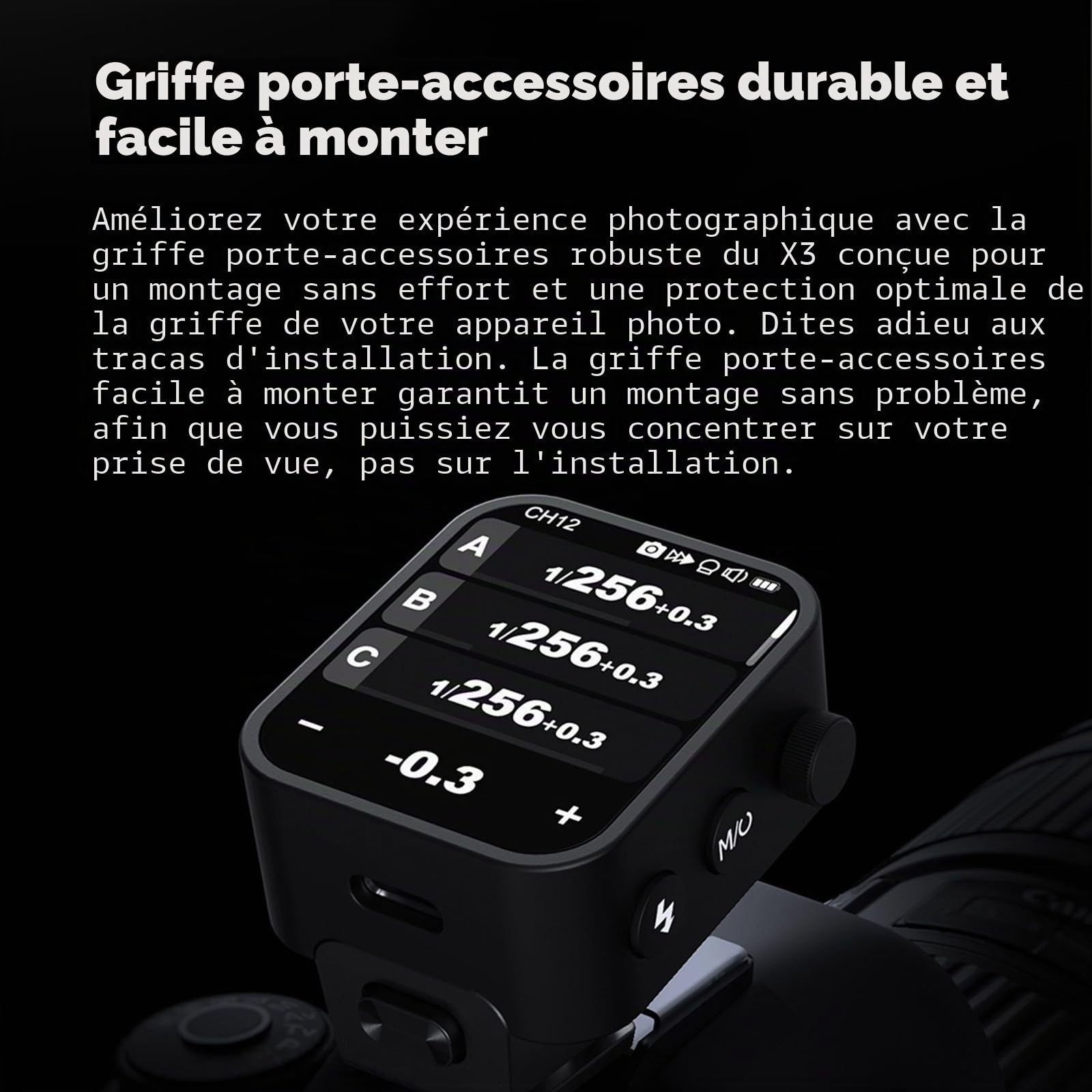 Godox X3-C TTL Déclencheur de Flash sans Fil Compatible avec Appareil Photo Canon EOS, Transmetteur de Flash à Écran Tactile OLED, Batterie au Lithium Intégrée, Prend en Charge Une Charge Rapide