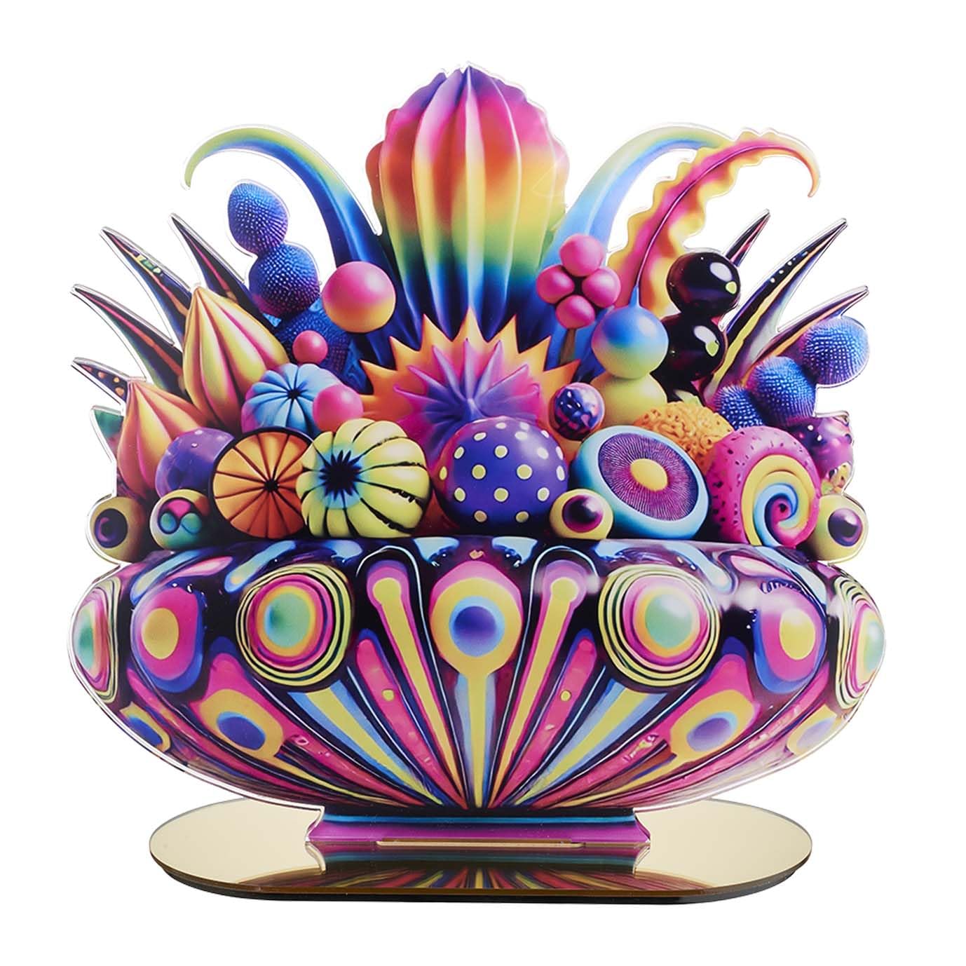 LINEE Recanati - Fruit Pop Scultura Soprammobile Decorazione a Forma di Centrotavola Moderno in PMMA – Oggetto d’Arredo Pop Surrealista per Casa e Ufficio – 33×34×13 cm Circa – Made in Italy(QUATTRO)
