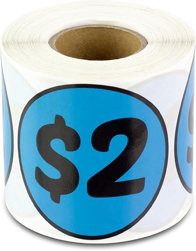 Calcomanías de precio de 2 dólares (2 pulgadas, punto circular azul, 300 etiquetas), calcomanías de 2 dólares para ventas de garaje, ventas de patio