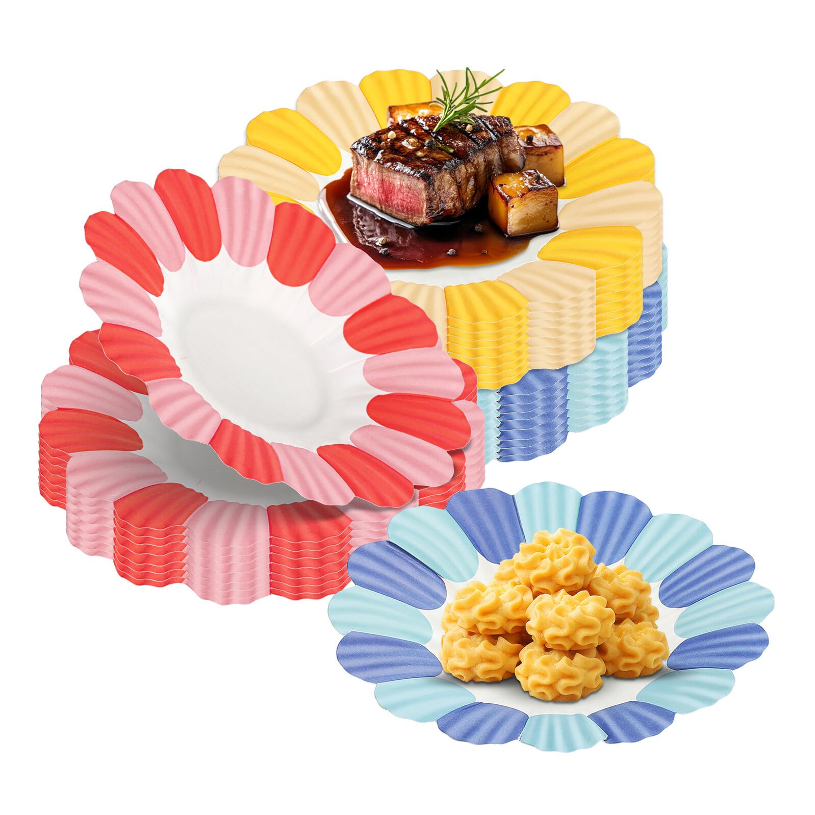 Hemobllo 150 Pezzi Piatti e Decorativi per Feste a Forma di Fiore di Carta Usa e Getta Resistente per Tavola Dessert e Snack