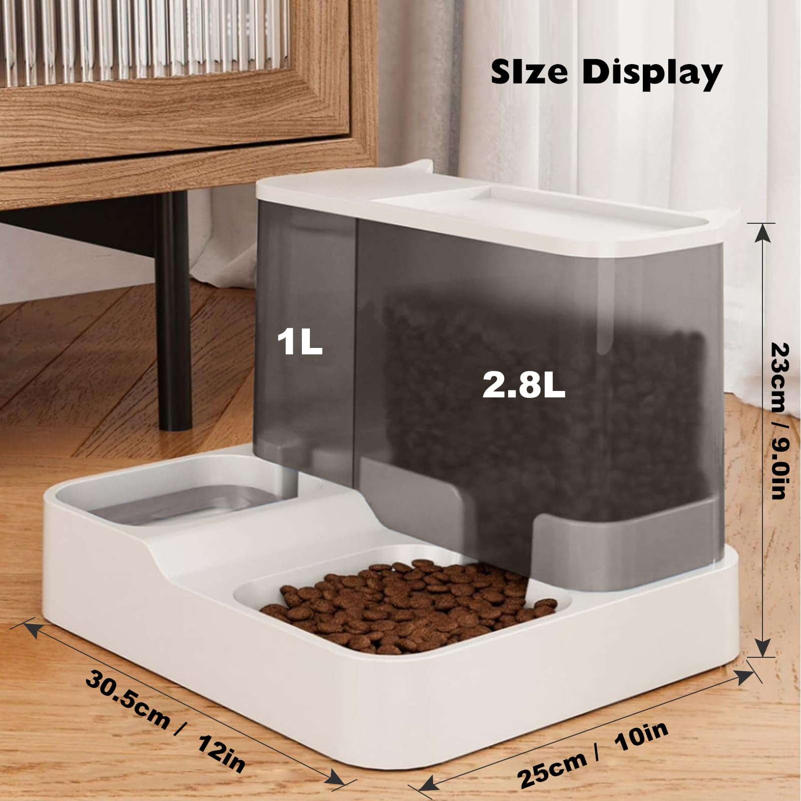 PETCUTE Comedero y Bebedero para Mascotas 2 en 1,Dispensador Automático de Alimentos para Perros,Dispensador Automático de Agua para Gatos,Dispensador de Agua y Alimentos,Lavable