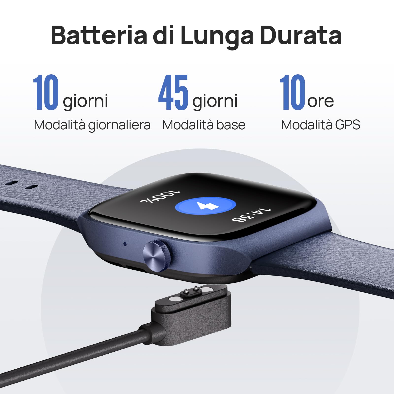 Mibro T2 Smartwatch Uomo Donna, 1.75" AMOLED, Chiamate Bluetooth, GPS, Blu | Smartwatch per Corsa/Trekking/Palestra, Monitoraggio Fitness, Sonno & Battito, 100+ Sportive, per Android/iOS