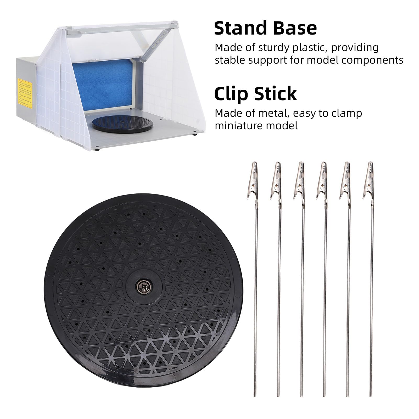 Asixxsix Plateau Tournant à 360 Degrés pour Pulvérisation de Peinture, Support de Base de Support de Peinture avec 6 Bâtons à Clips, pour Pulvérisation à L'aérographe, Projets