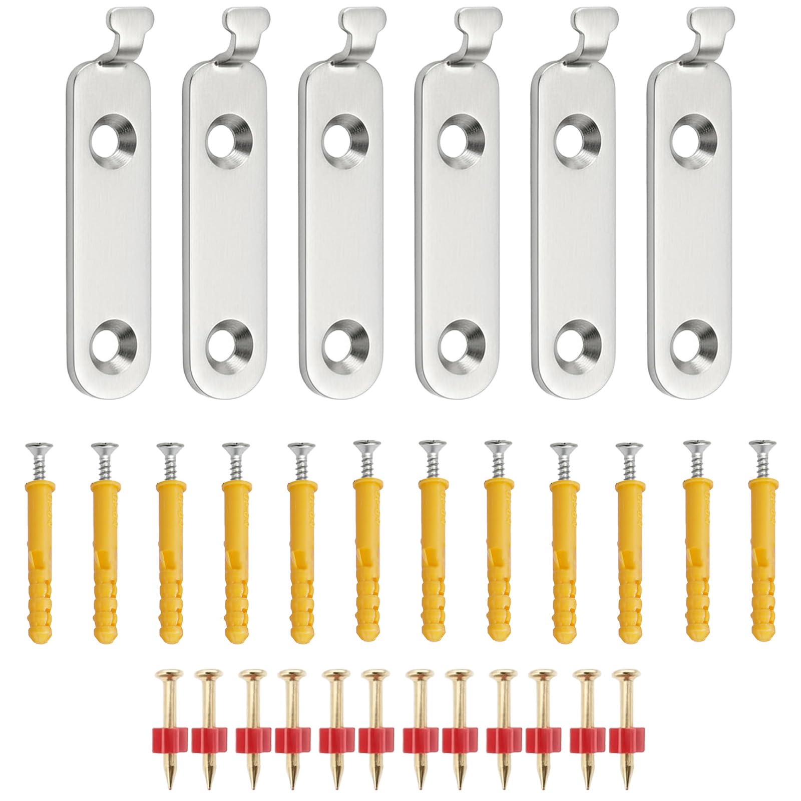 6 Picture Hooks in Silver Hold Frames & Mirrors