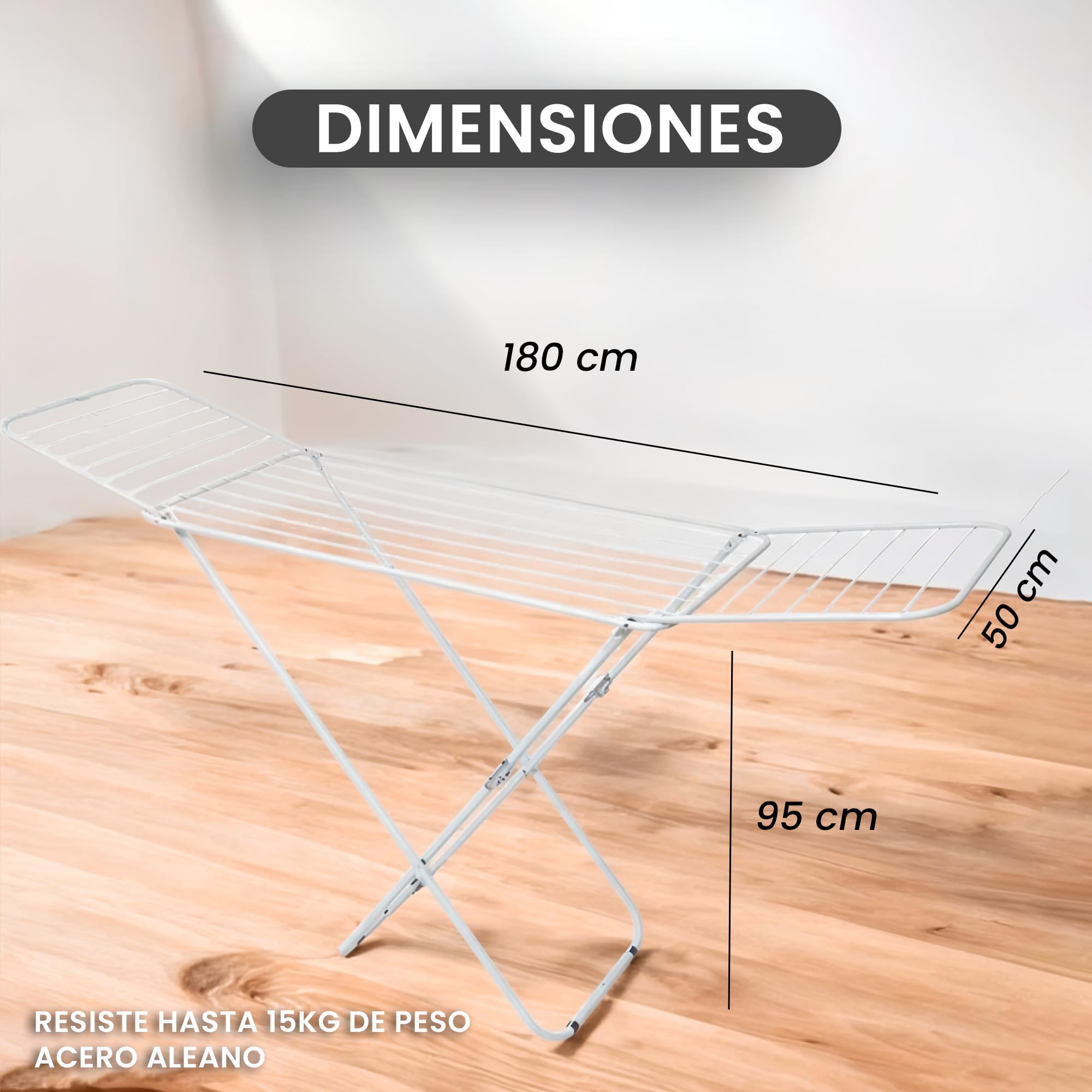 Tendedero Plegable Extensible 18m - Tenderetes de Ropa Plegables de Secado Rápido - Sisi Tendedero Plegable Hogar - Tendedero Secador de Ropa con Alas - Tenderete Extensible (Blanco)
