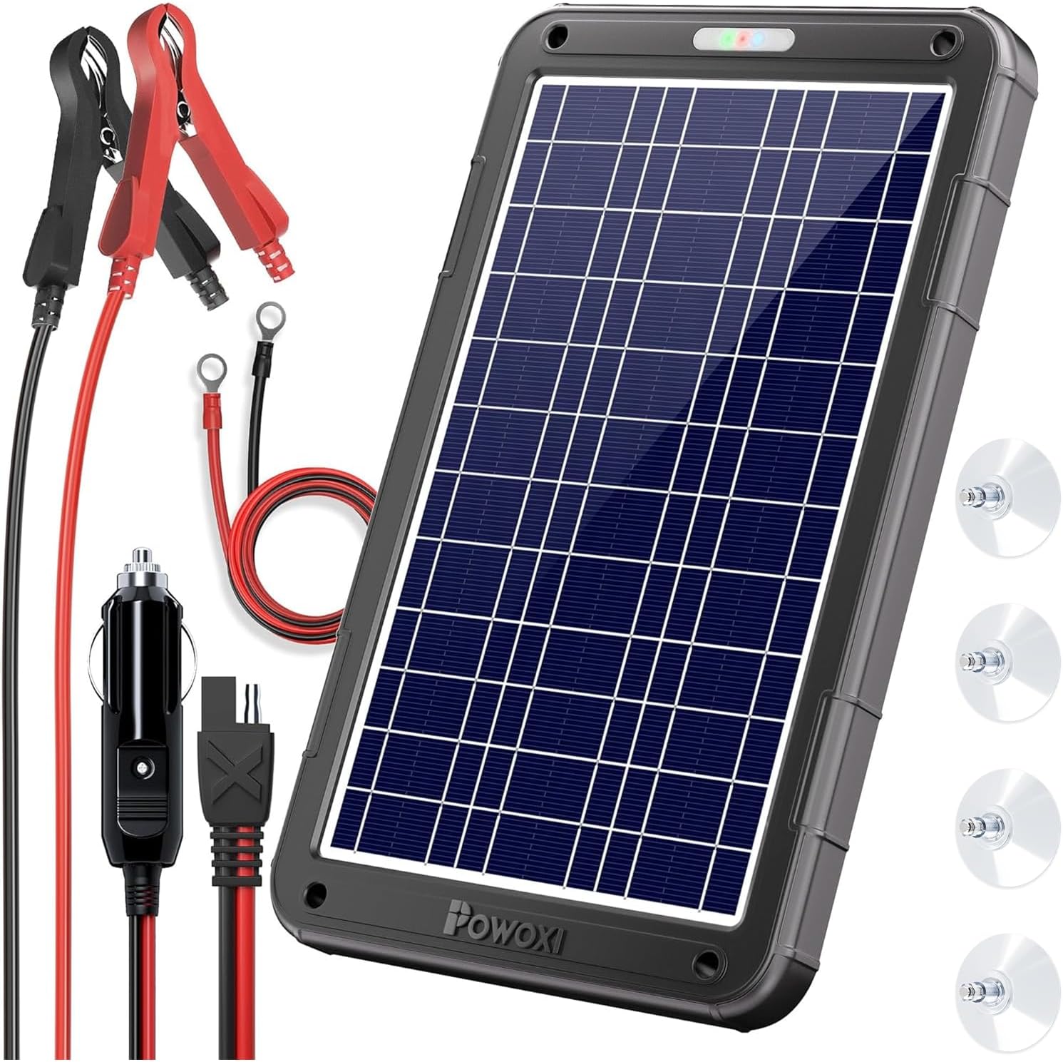 POWOXI 12V Solar Car Battery Charger: 12W Solar Panel Kit Battery Trickle Charger Maintainer with Smart PWM Controller for Car – RV Boat Marine Motorcycle – for Trailer Truck Snowmobile Tractor POWOXI 12V Solar Car Battery Charger: 12W Solar Panel Kit Battery Trickle Charger Maintainer with Smart PWM Controller for Car – RV Boat Marine Motorcycle – for Trailer Truck Snowmobile Tractor