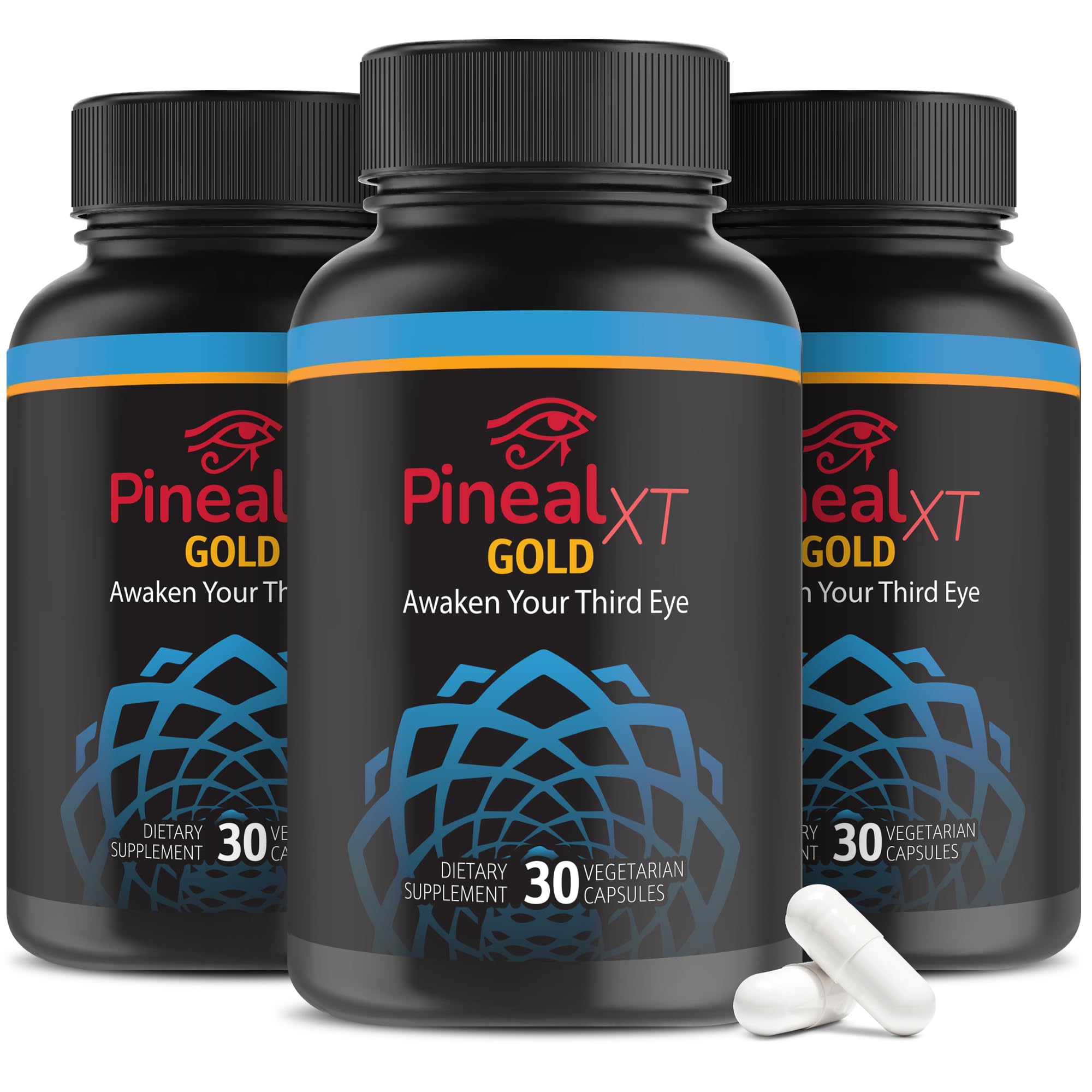 Pineal XT Gold - Pineal Gland Supplement - Third Eye Awakening - Focus and Memory Supplement for Brain - 7 Powerful Ingredients Decalcify, Detox, and Activate Your Pineal Gland, 3 Pack