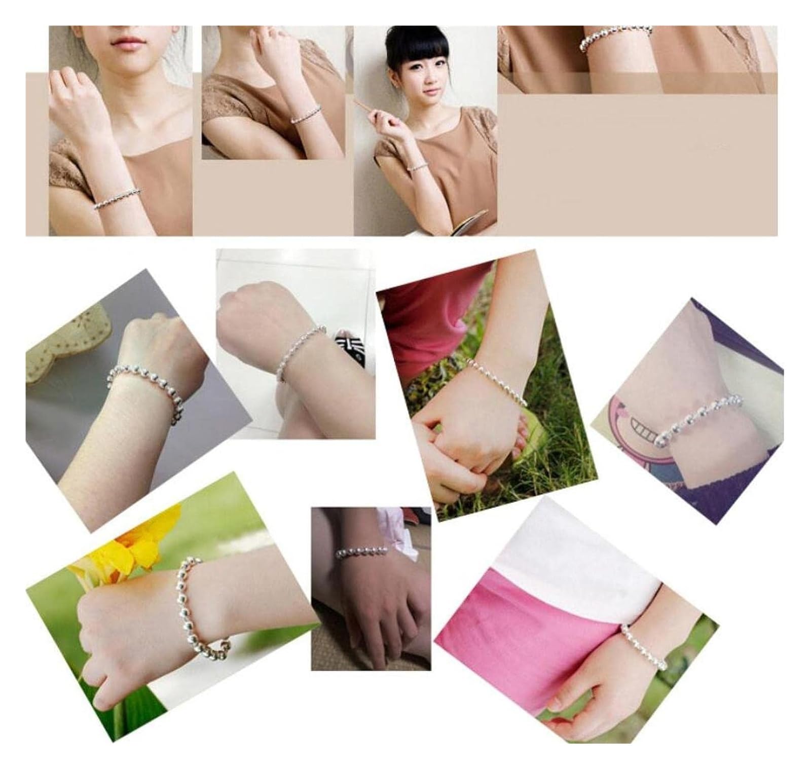 Bracciali Bracciali Donna Bracciale da Donna Bracciale da Regalo for Ragazze Bracciale da 5 mm con Perline for Le Donne Moda Semplice Perline