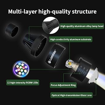 Lominie Full Spectrum LED Aquarium Light with 360° Gooseneck Clip on Fish Tank Light with Dimmable and Timer,Clip-On Marine Lighting for Coral Reef & Planted Tanks,CRI>93,Freshwater,Black-Asta 15 [Energy Class G]