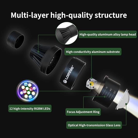 Lominie Full Spectrum LED Aquarium Light with 360° Gooseneck Clip on Fish Tank Light with Dimmable and Timer,Clip-On Marine Lighting for Coral Reef & Planted Tanks,CRI>93,Freshwater,Black-Asta 15 [Energy Class G]