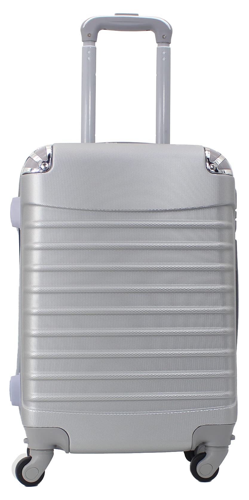 Maleta de Cabina Equipaje de Mano Viaje avión rígida 4 Ruedas 360º Medidas 55x35x20cm con Esquinas Plateadas