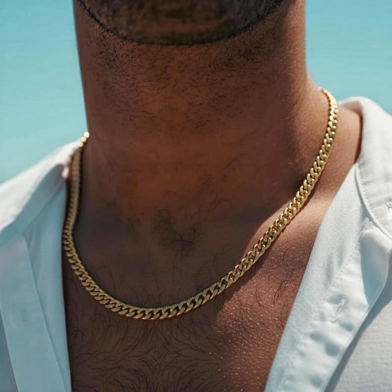 YOIHUR 6mm Cuban Necklaces for Men, Simple 14K Gold Chain Necklace for Men&Women, Hypoallergenic & Durable Gold Curb Chain for Everyday Wear, Ideal Jewelry Gift for Birthday & Holidays(18/20/22/24in)