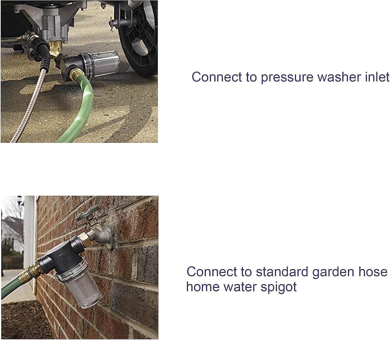 M MINGLE Heavy Duty Brass Garden Hose Shut Off Valve, Garden Hose Filter for Pressure Washer Inlet Water