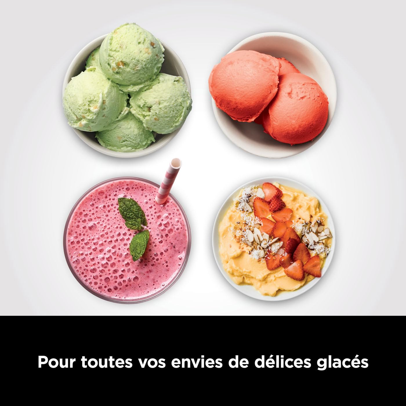Ninja Creami Machine a glace et Sorbetière, 7 programmes, 3 pots avec couvercle, Livre de recette, Pièces Amovibles Lavables au Lave-Vaisselle, Noir/Cuivre NC300EUCP