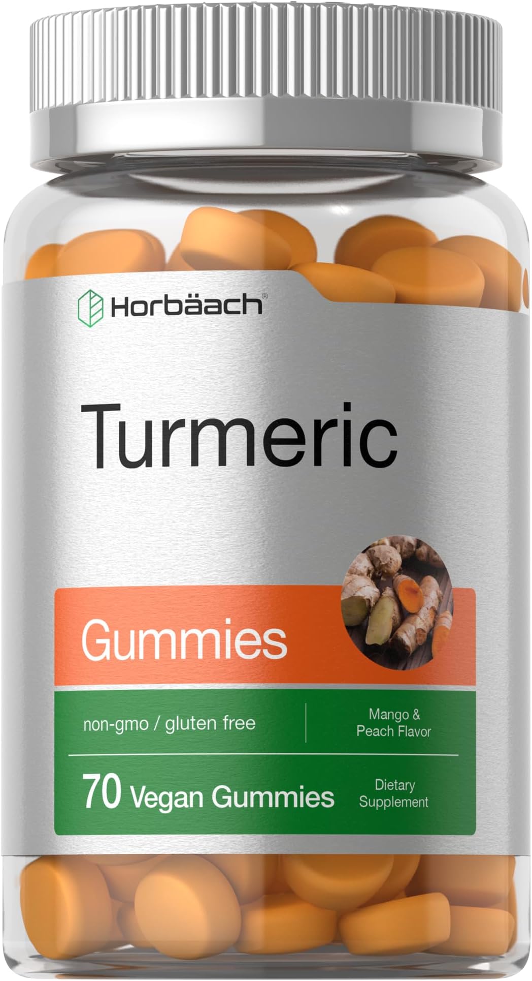Turmeric Curcumin Gummies with Ginger | 90 Count | Mango & Peach Flavor | Vegan Non-GMO & Gluten Free Supplement | by
