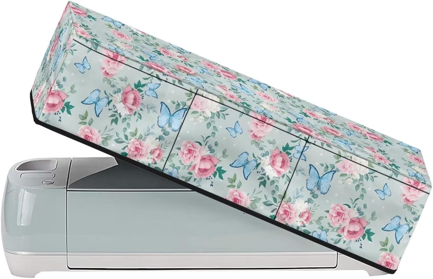 Butterfly Floral Dust Covers for Cutting Machines Die-cut Machine Covers Organizer with 3 Pockets Cutting Machine Hood Protector Foldable Die-Cut Machine Accessories and Supplies