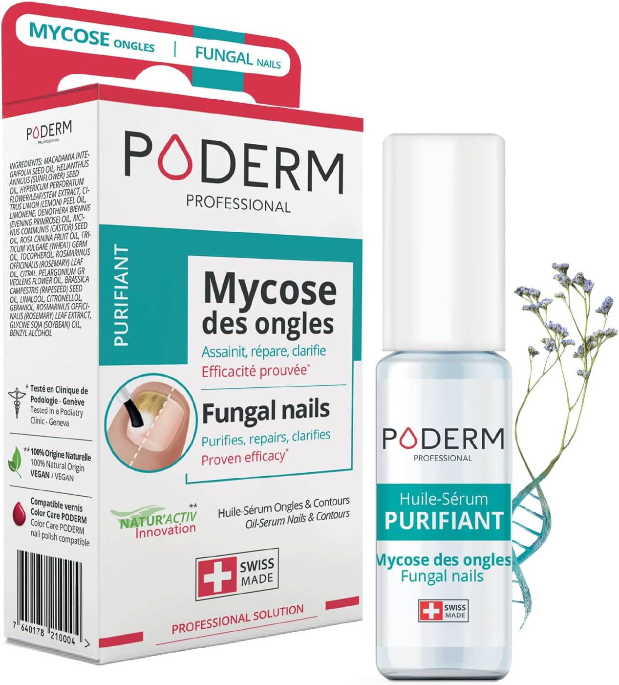 PODERM - 2-in-1 FUNGAL INFECTION NAIL TREATMENT - Powerful plants - Professional treatment - Quick & easy - Swiss Made