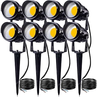 SUNVIE 12W LED Landscape Spotlights 8-Pack - 900LM Super Warm White, IP65 Waterproof, Low Voltage 12V for Garden Pathway Trees Fences