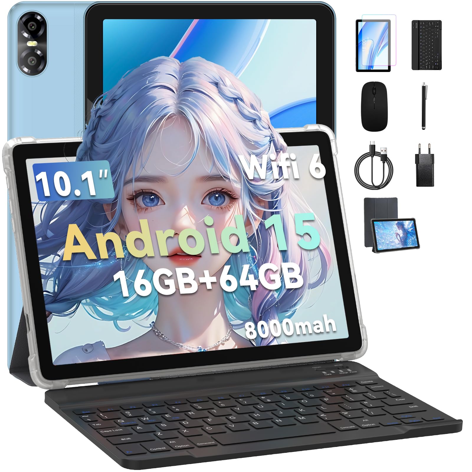 PRITOM Tableta de 10 pulgadas con teclado y bolígrafo