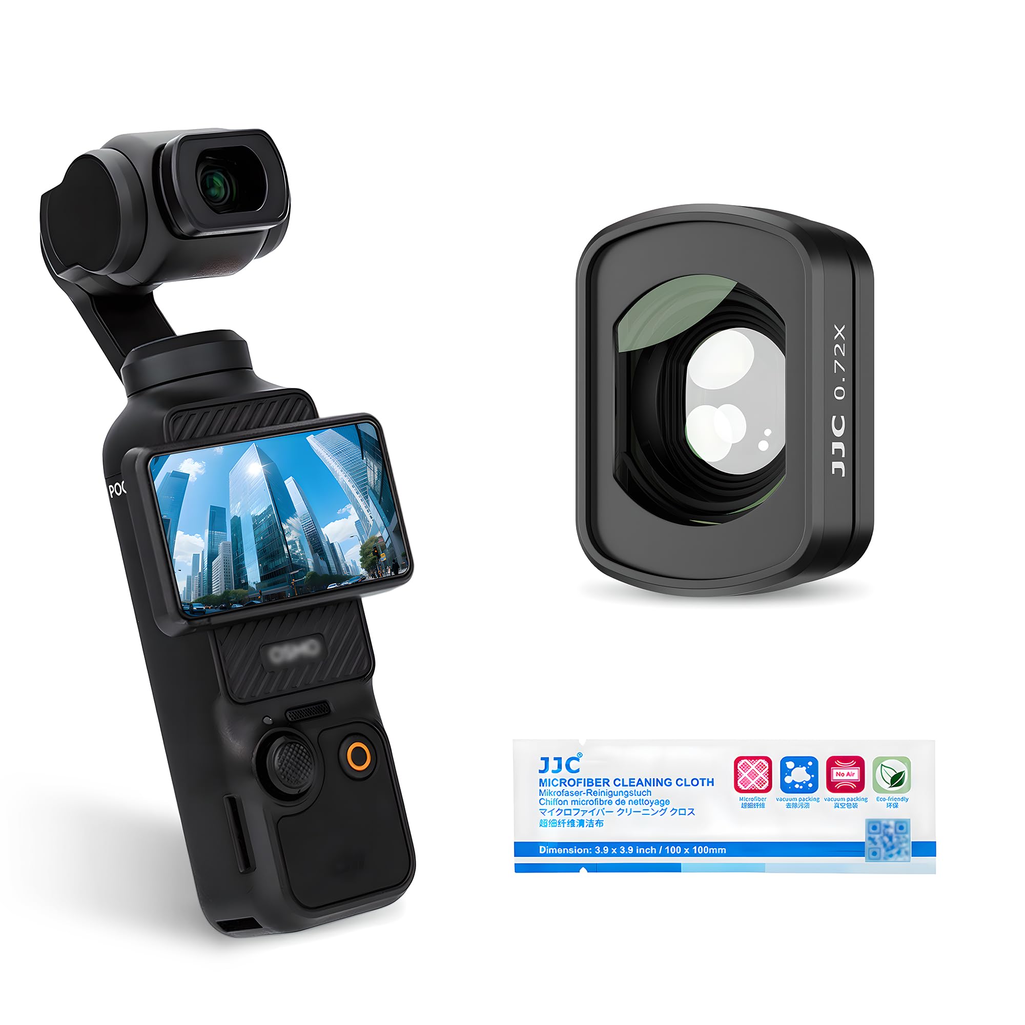 JJC lente gran angular para DJI Osmo Pocket 3, filtro magnético multicapa 0.72x ancho sin viñeteo, accesorio de visión ampliada externa
