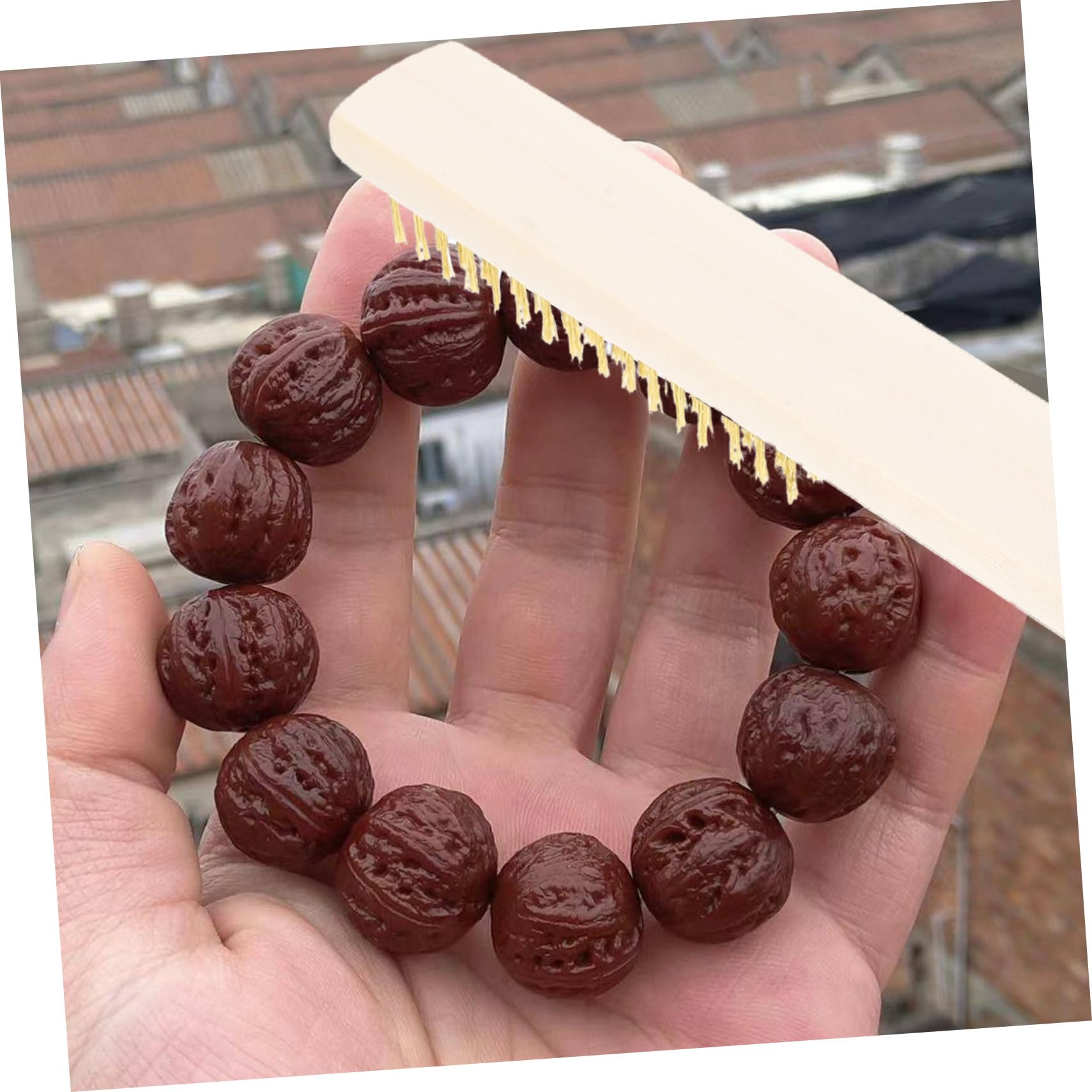 BELLIFFY Walnut Handle Brush Set 3pcs Metal Wire Removal Brush for Welding Slag