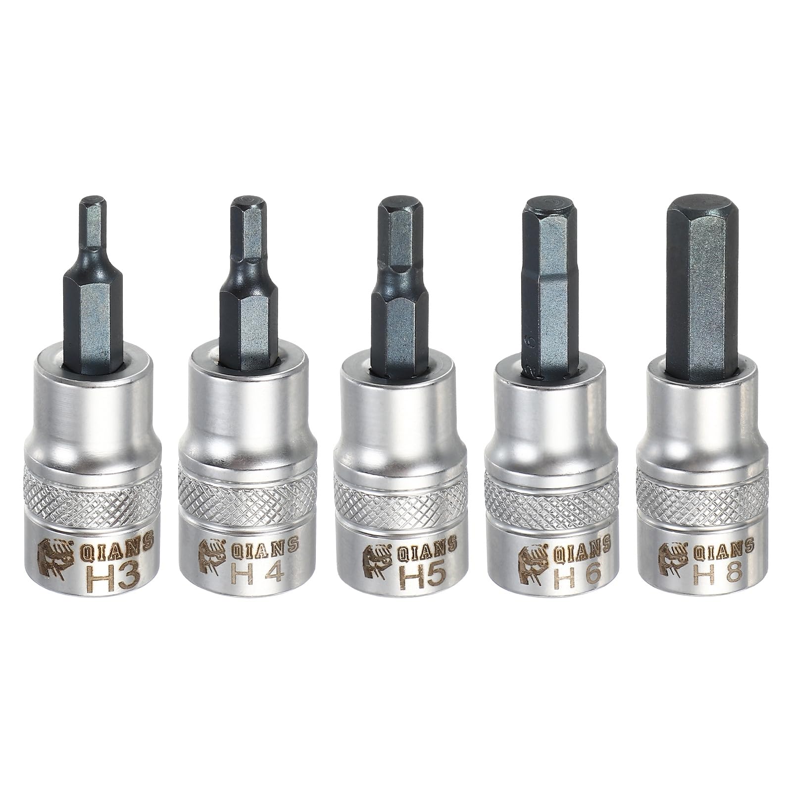 sourcing map 5Pcs Hex Bit Socket 3/8" Drive H3/H4/H5/H6/H8 S2 Steel Hexagonal Head Screwdriver Drill Bits CR-V Steel Socket Adapter for Home Auto Axle Hex Nuts Bolts Repair — image 1