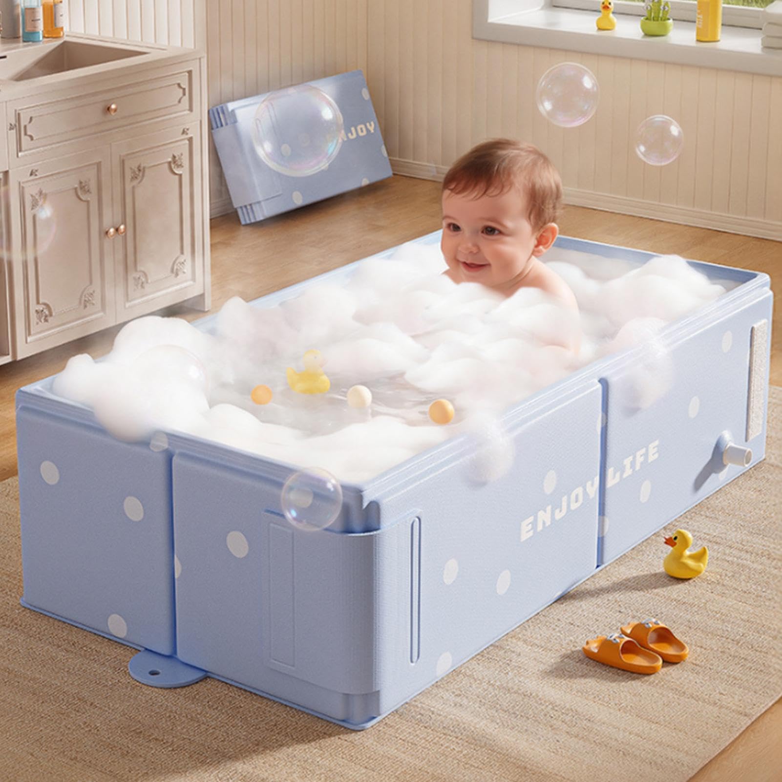 Bañera Plegable | Depósito de Agua Plegable | Ducha y Bañera Sin Montaje,para Viajes, Camping, Playa, Remojo al Aire Libre, Hotel y Cuarto de Baño