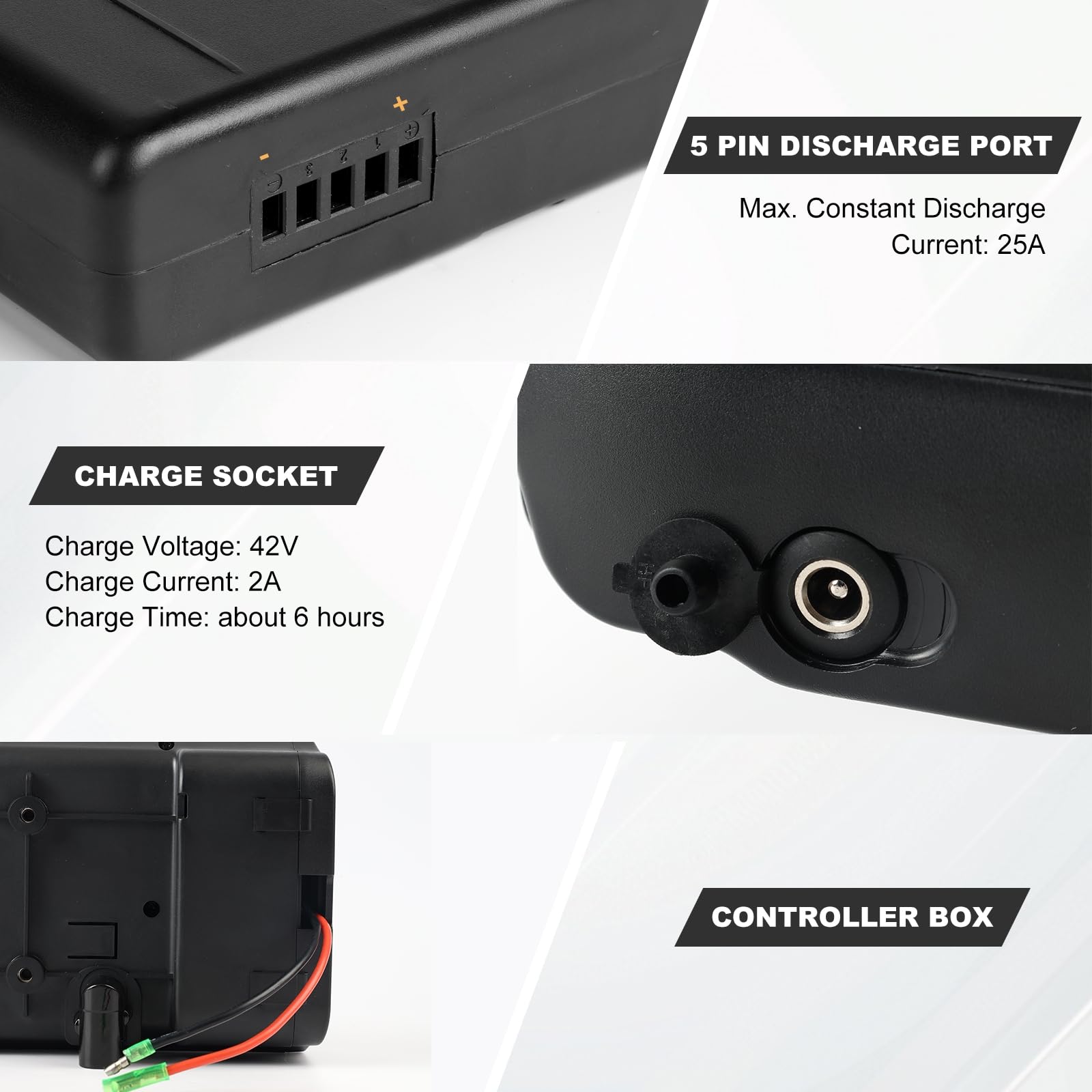 36V 11.6Ah E-bike Battery With Charger - Replacement Lithium-ion Battery For 250W-500W Electric Bikes