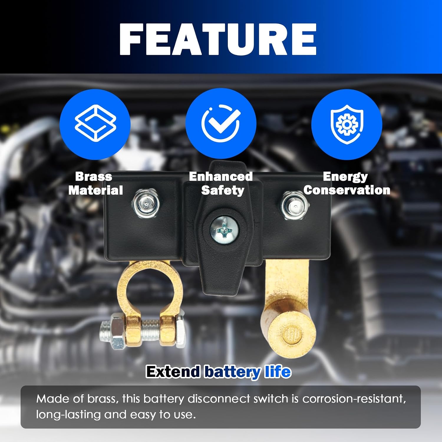 12V/24V Car Battery Disconnect Switch,100A Heavy Duty Battery Cut Off Switch 12V for Quick Disconnect,Universal Batteries Kill Switches Car Accessories for Cars,Marine,RV