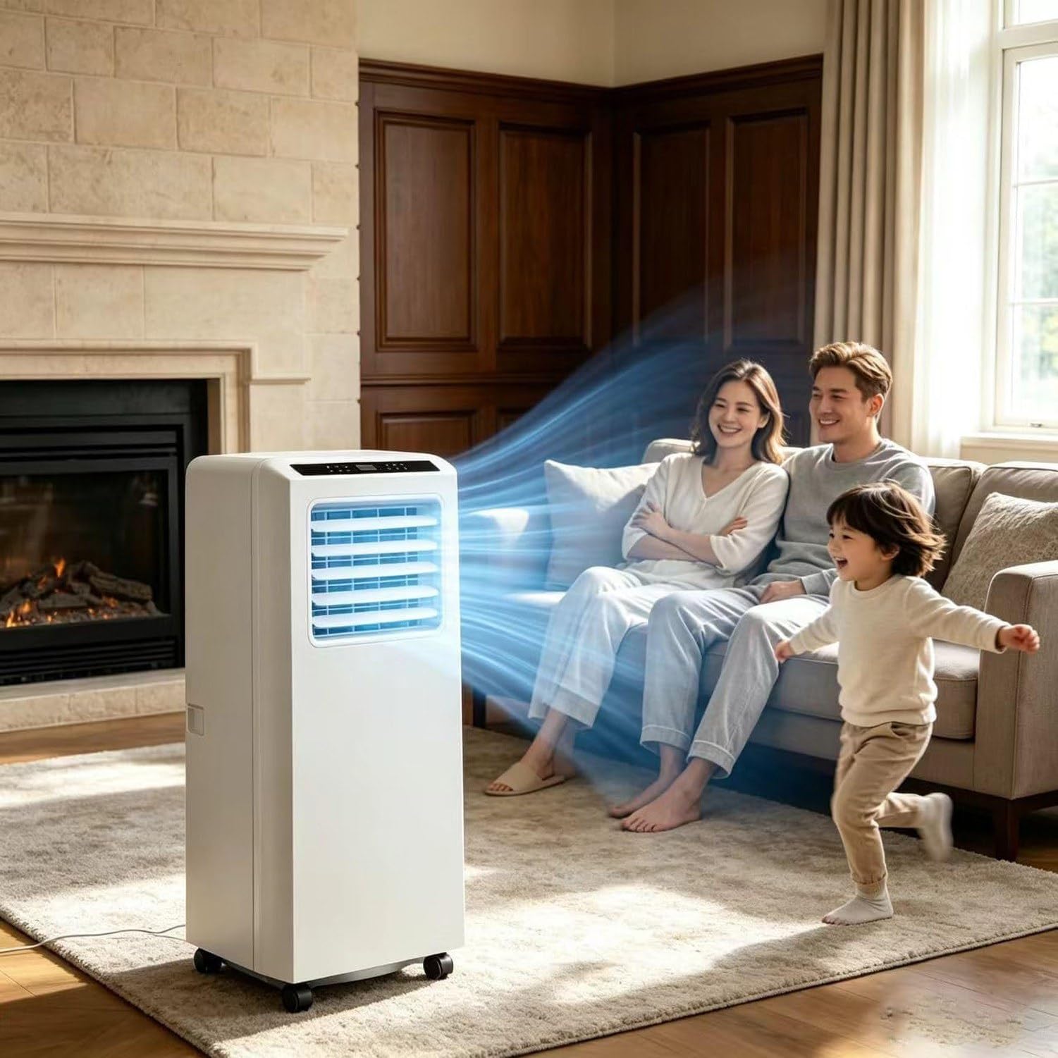 Aire Acondicionado Portátil 9000 BTU con Deshumidificador, 20 m² | Temporizador 24H, Mando a Distancia, 3 Velocidades, Sin Bandeja de Agua, Gas R290, Model B